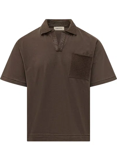 Atomo Factory Mini Polo With Pocket And Perforated Insert In Moro