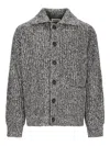 Atomo Factory Mouliné-effect Button-up Cardigan In Gray