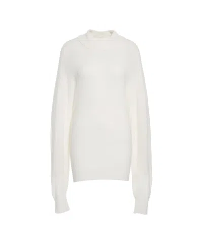 Atomo Factory Oversized High-neck Sweater With Ribbed Details In White