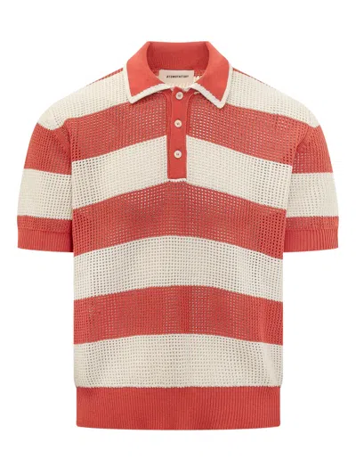 Atomo Factory Polo Shirt With Collar And Buttons In Rosso Panna