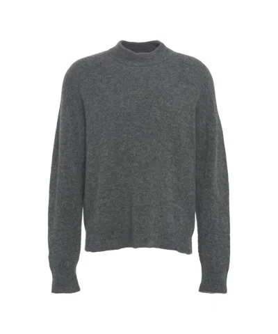 Atomo Factory Relaxed Fit High-collared Sweater With Ribbed Details In Gray