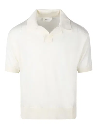 Atomo Factory Short-button Polo Shirt In White