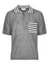 Atomo Factory Striped Collar Polo Shirt In Gray