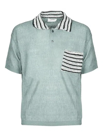 Atomo Factory Striped-trim Polo Shirt In Green