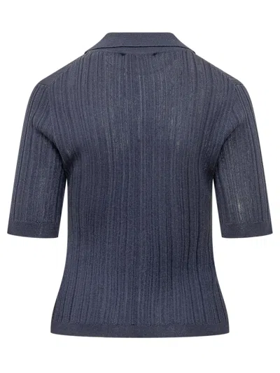 Atomo Factory Textured Polo With Collar And Buttons In Blu