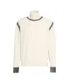Atomo Factory Turtleneck Sweater In Soft Wool Blend With Contrast Accents In White