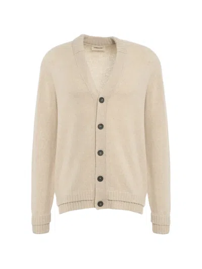 Atomo Factory V-neck Button Cardigan In Neutral