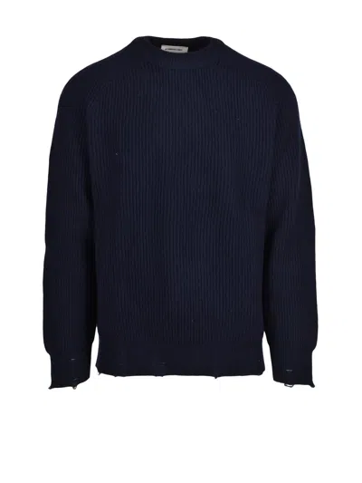 Atomofactory Blue Wool-cashmere Ribbed Sweater