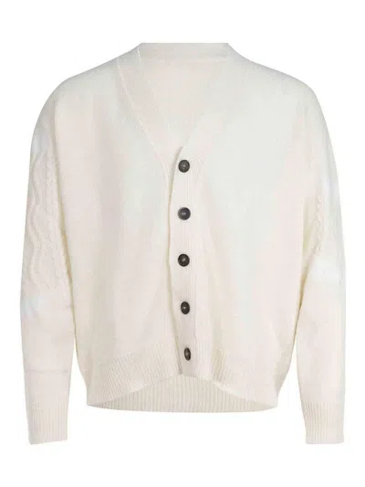 Atomofactory Cardigan Made Of Wool Blend In White