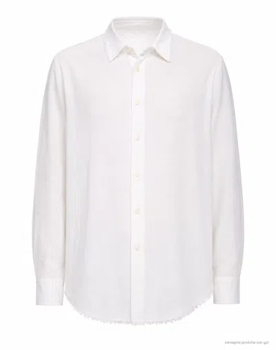 Atomofactory Ivory French Collar Raw Hem Shirt In Animal Print