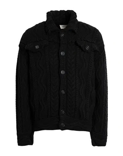 Atomofactory Man Cardigan Black Size M Acrylic, Wool, Alpaca Wool, Polyamide, Elastane In Black