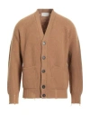 Atomofactory Man Cardigan Camel Size L Wool, Cashmere In Multi