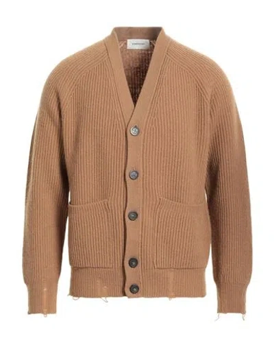 Atomofactory Man Cardigan Camel Size L Wool, Cashmere In Multi