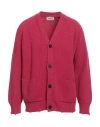 Atomofactory Man Cardigan Fuchsia Size L Wool, Cashmere In Pink