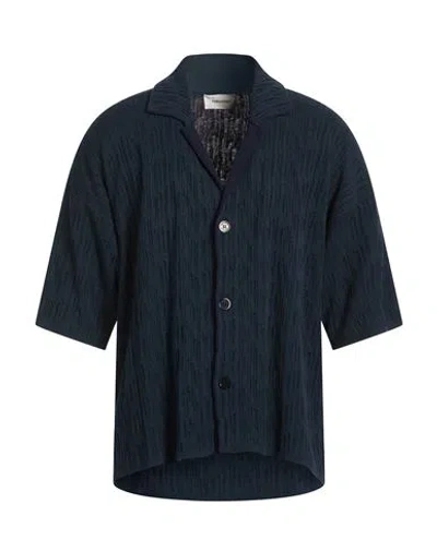 Atomofactory Man Cardigan Midnight Blue Size L Cotton, Viscose, Polyester
