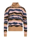Atomofactory Man Turtleneck Camel Size M Wool, Alpaca Wool, Polyamide, Elastane In Beige