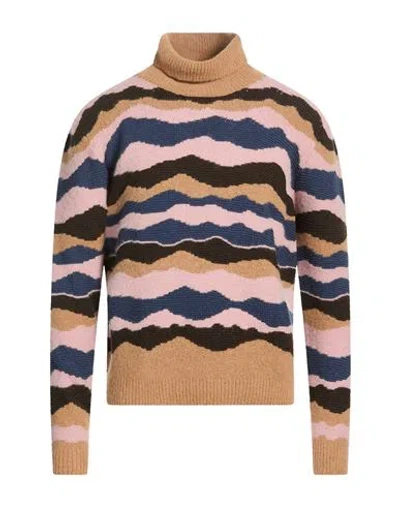 Atomofactory Man Turtleneck Camel Size M Wool, Alpaca Wool, Polyamide, Elastane In Beige