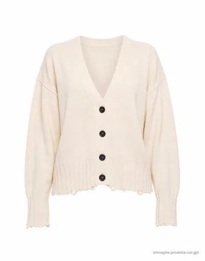 Atomofactory Panna Cardigan Rottura Cotton Cardigan In Neutral