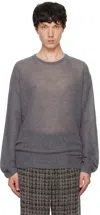 Aton Gray Super Kid Mohair Sweater In 004 Charcoal