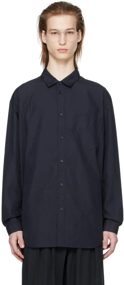 Aton Navy Washed Shirt In 075 Navy
