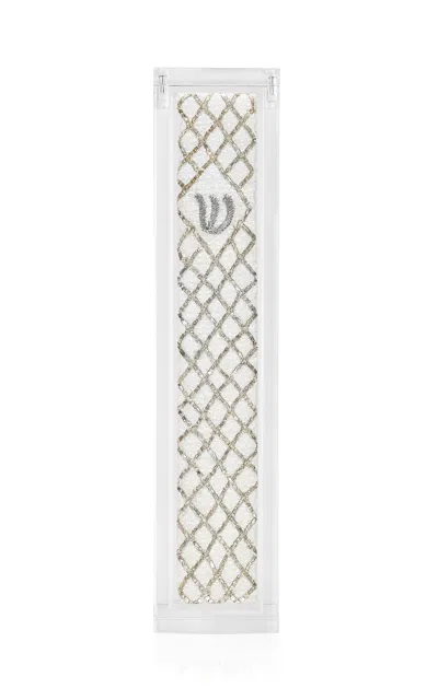 Atoof Gad Lattice Mezuzah In White