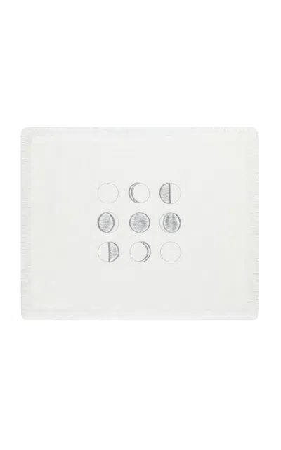 Atoof Issachar Challah Cover; Moon Phases In White