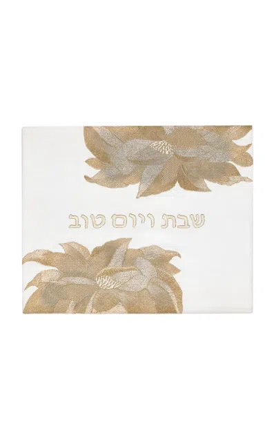 Atoof Reuben Challah Cover; Mandrake Gold In White