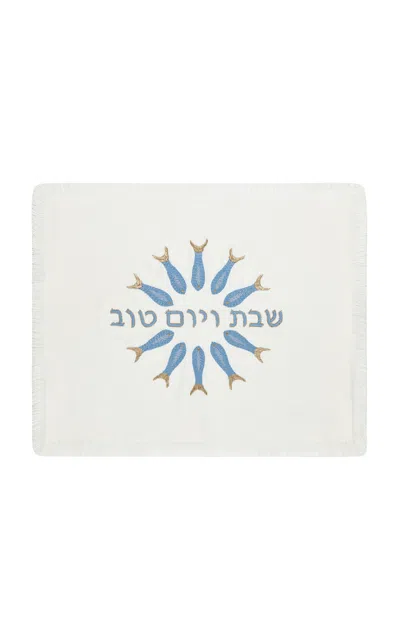 Atoof Zebulun Challah Cover; Fish In White