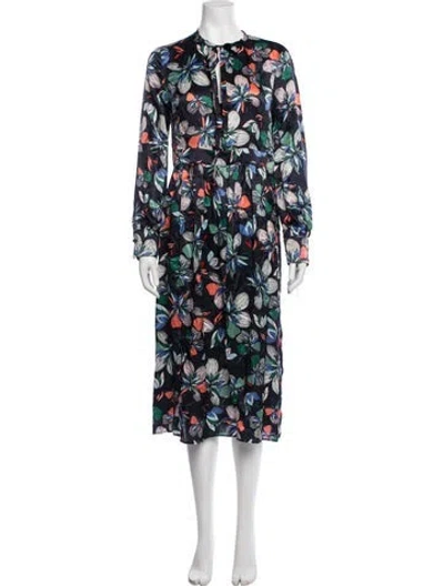 Pre-owned Atos Lombardini Silk Midi Length Dress In Blue