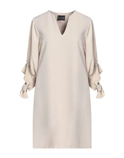 Atos Lombardini Woman Mini Dress Beige Size 4 Polyester, Rubber, Acetate, Silk