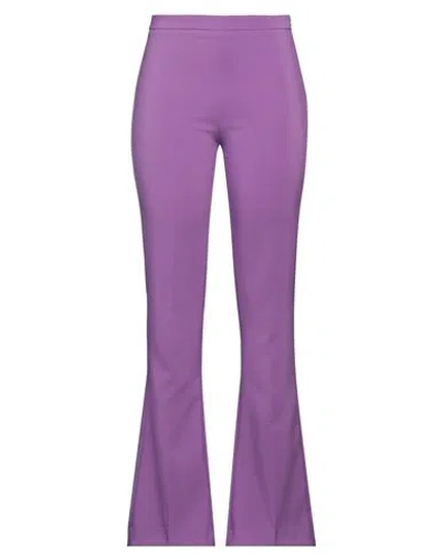 Atos Lombardini Woman Pants Purple Size 12 Polyester, Elastane