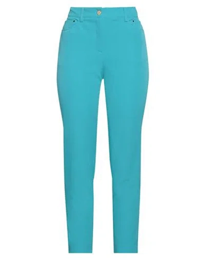 Atos Lombardini Woman Pants Turquoise Size 6 Polyester, Rubber In Blue