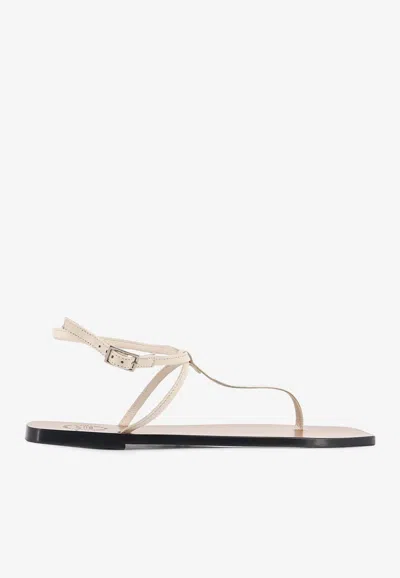 Atp Atelier Alassio Leather Thong Sandals In Neutral