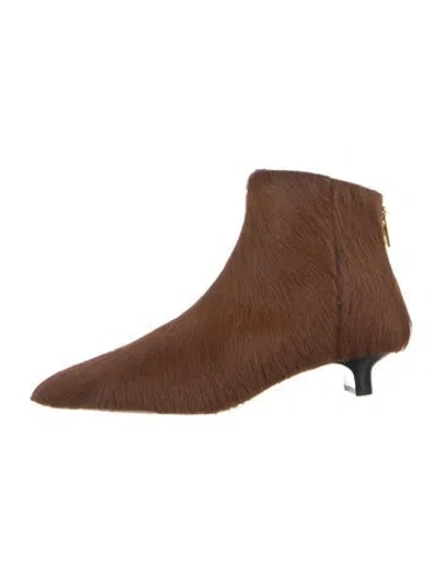 Pre-owned Atp Atelier Calf Hair Sock Boots In Brown