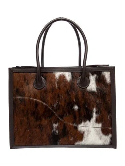 Pre-owned Atp Atelier Calf Hair Top Handle Bag In Brown