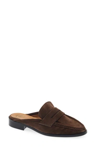 Atp Atelier Capriana Leather Flat Mule In Walnut Suede