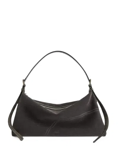 Atp Atelier Castellare Lizard-effect Suede Shoulder Bag In Brown