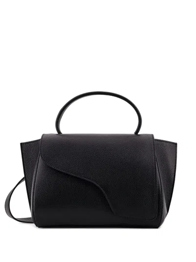 Atp Atelier Curved-flap Handbag In Black