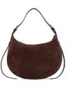 Atp Atelier Curved Suede Shoulder Bag In Brown