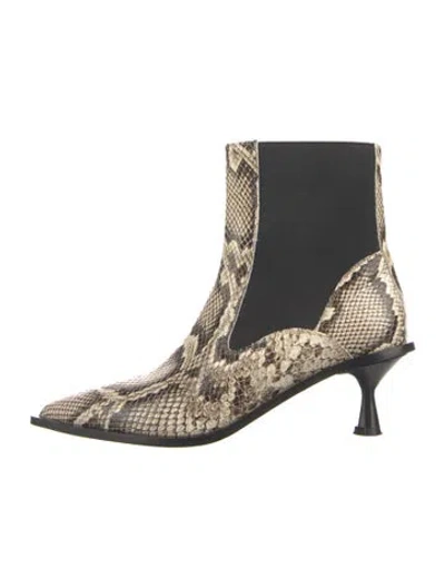 Pre-owned Atp Atelier Embossed Leather Animal Print Boots In Blue