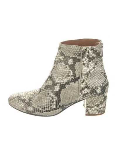 Pre-owned Atp Atelier Embossed Leather Animal Print Boots In Neutrals