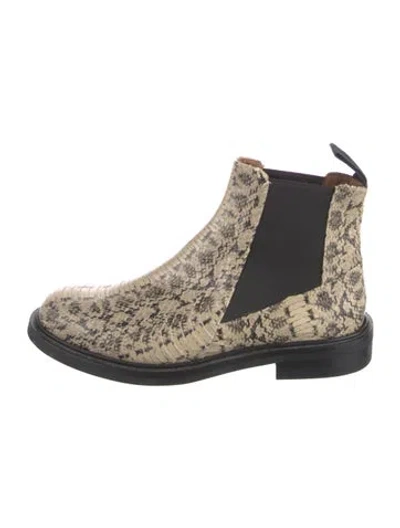 Pre-owned Atp Atelier Embossed Leather Animal Print Chelsea Boots In Neutral