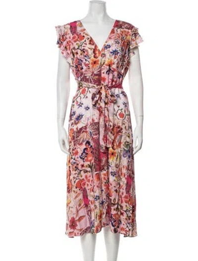 Pre-owned Atp Atelier Floral Print Midi Length Dress In Multicolor
