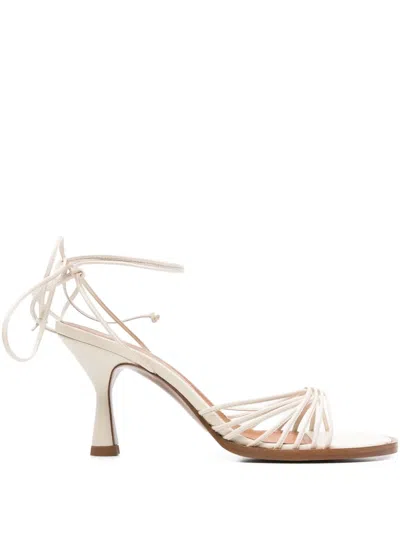 Atp Atelier Fortino Ankle-tie Leather Sandals In White