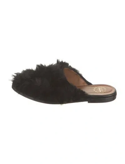 Pre-owned Atp Atelier Fur Mules In Black