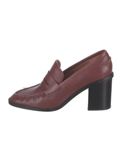 Pre-owned Atp Atelier Leather Colorblock Pattern Pumps In Burgundy