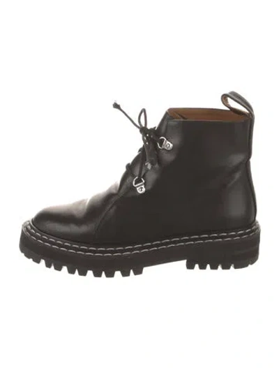 Pre-owned Atp Atelier Leather Combat Boots In Black