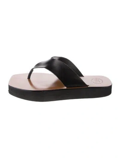 Pre-owned Atp Atelier Leather Flip Flops In Black