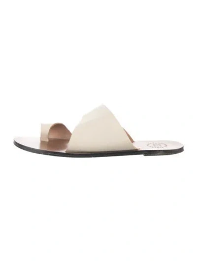 Pre-owned Atp Atelier Leather Printed Slides In Neutral