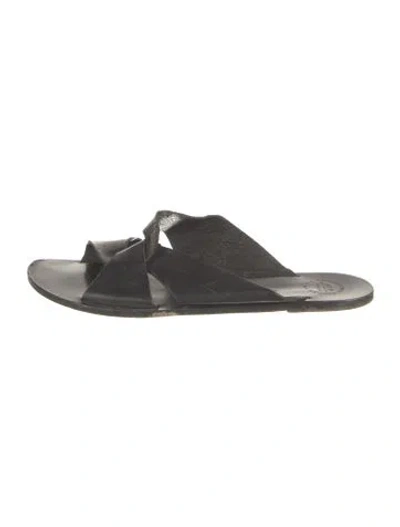 Pre-owned Atp Atelier Leather Slides In Black